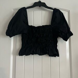 Ruffled Black Crop Top